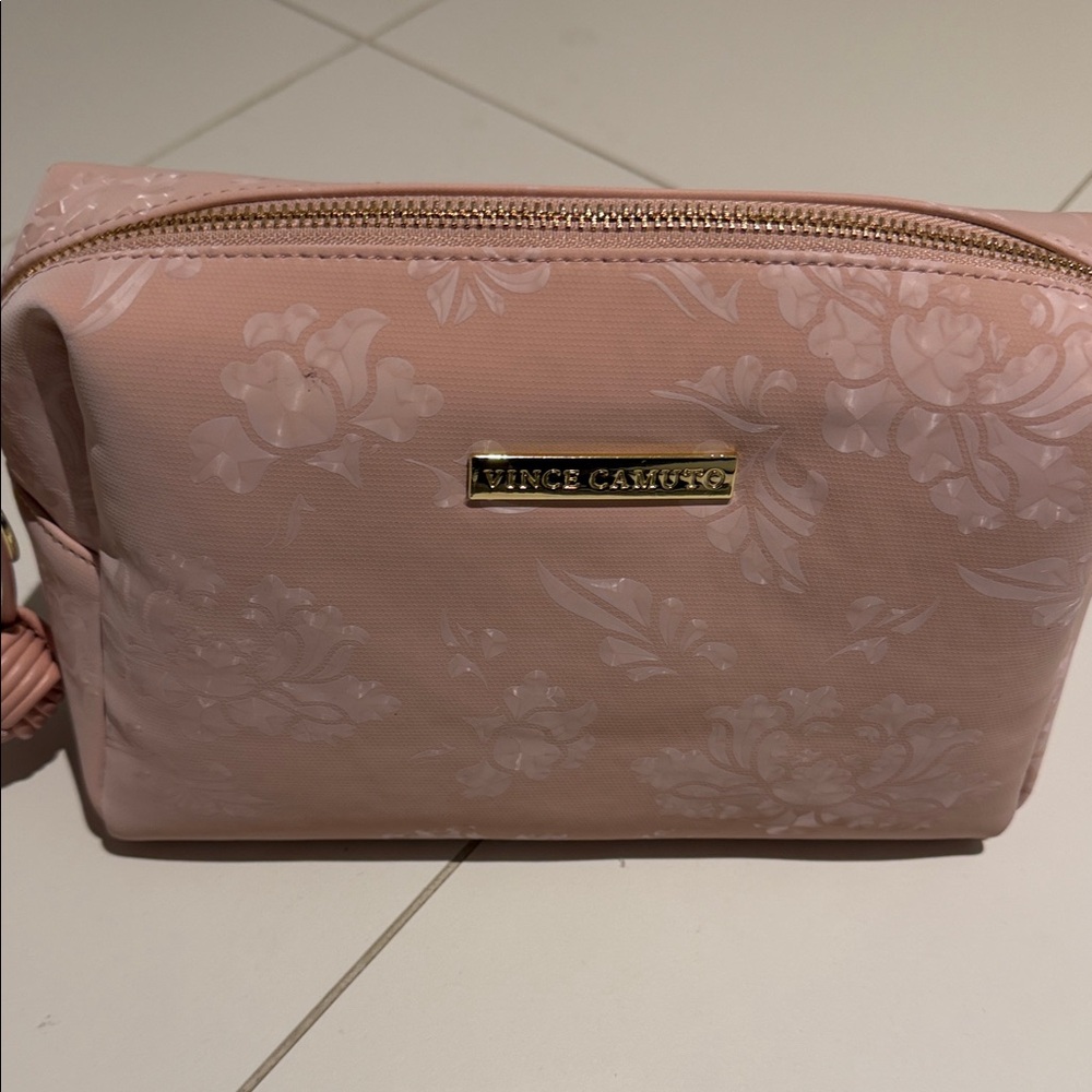 Vince Camuto Pink Floral Cosmetic Case